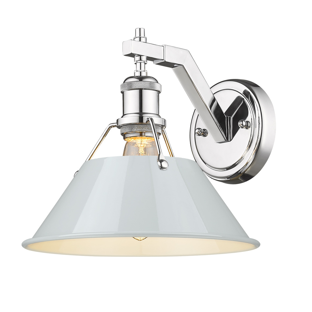Yep by Golden Lighting Orwell 1-light Wall Sconce in Chrome and Dusky Blue shade